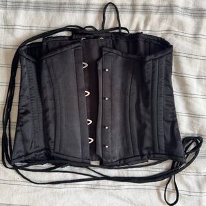 Orchard Corset Boned Underbust Corset-Black Satin 26”